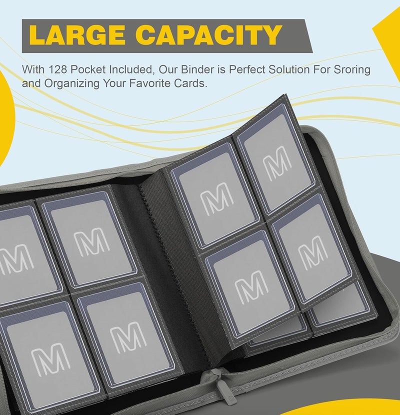 MOSLA Toploader Binder,4-Pocket Side Load Trading Card Album, Holds 128 Cards with Double-Sided Pockets for MTG, Sports Cards, Top Loader Storage - Image 2